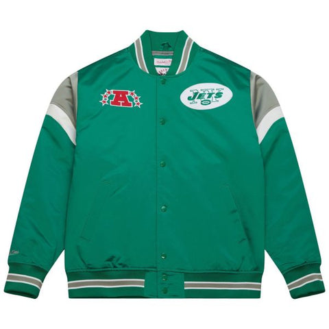 New York Jets NFL Jacke Heavyweight Satin Jacket Merchandise Mitchell and Ness