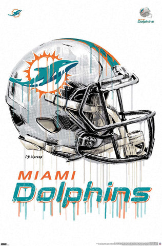 NFL Wandposter - Drip Helmet - Miami Dolphins